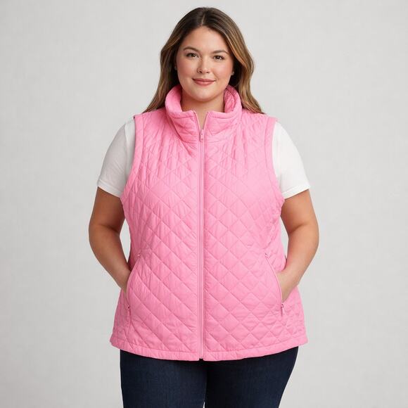 T by Talbots Jackets & Blazers - T by Talbots Quilted Micro Vest Pink Size 2XL